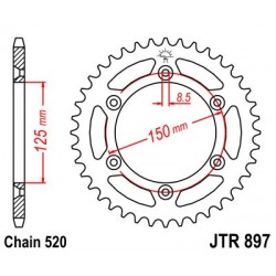 Corona JT 897 de acero con 40 dientes