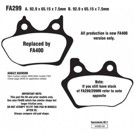 Pastillas de freno EBC FA299HH / FA400HH