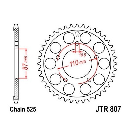 Corona JT 807 de acero con 45 dientes